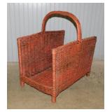 Vintage wicker log carrying basket