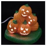 Hand painted ceramic Halloween Jack-O-Lanterns