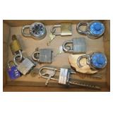 10 padlocks - Key locks w/ keys - 4 combination