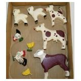 Hand carved and painted folk art wooden animals
