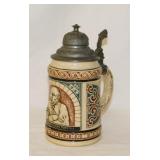 Antique German stein w/ pewter attached lid