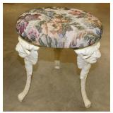 Cast iron vanity stool cherubs, 14" x 17" tall