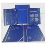 5 vintage coin folders: 4 Whitman w/ 2 Jefferson