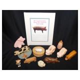 Pig lot, wood figurines