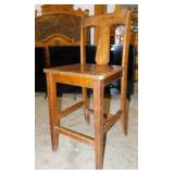 Solid wood tall bar chair, 17" x 17.5" x 37.5"