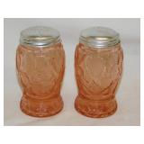 Pink Depression glass salt & pepper shakers S&P