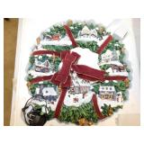 Thomas Kinkade Christmas lighted wreath