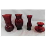 4 vintage Anchor Hocking Royal Ruby Red glass bud