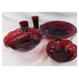 Vintage Royal Ruby Red pressed glass tableware: