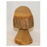 Rustic hand carved wooden morel mushroom,