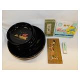 Mid Century Asian black lacquer bowl set