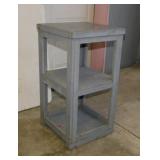 Handmade wooden 3 shelf utility table, sturdy,