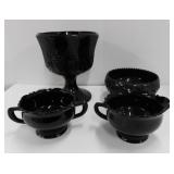 Vintage black amethyst glass: L.E. Smith creamer