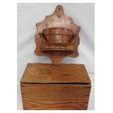 Wooden storage box - Wall mount wood basket, 8" x