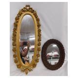 Vintage Homco 3D rose mirror - Wicker mirror, 25"