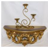 Vintage Turner gold gilded wood shelf, 21.5" x 9"