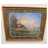 Vintage framed country horse art print signed by