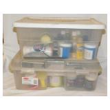 Hobby & craft paints in 2 storage totes - 2 new