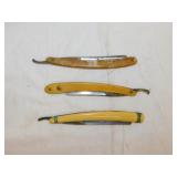 3 vintage straight razors: Solingen - 2 unmarked