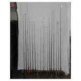 15 vintage fishing rods - Johnson Accu-Cast reel -