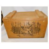 Evan Sports wooden ammo ammunition box w/ deer