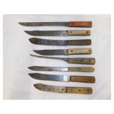 8 antique wood handled kitchen knives