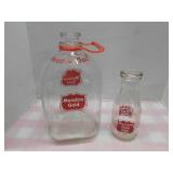 Meadow Gold milk bottles: one gallon with plastic