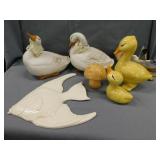 Seagull on driftwood - ceramic ducks - ceramic