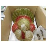 Cracker Barrel ceramic Turkey Cookie Jar in box