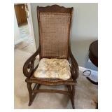 Vintage Mahogany Caned Rocking Chair, Measures: