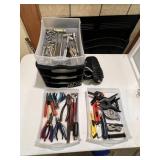 Black 3 Drawer Storage Bin Filled with Hand Tools