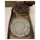 11" Hobnail and Shell Egg Plate, 11" Glass Cube