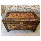 Antique Carved Camphor Wooden Chest, Measures: