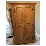 Solid Pine Farmhouse Armoire with 6 Shelves,