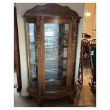 Oak French Country Curio Cabinet with Curved