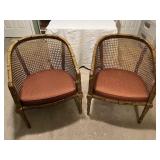 Pair of Bamboo Rattan Armchairs, Measures: 23"W x