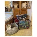 Large Clear Tote Full of Towels, Laundry Basket