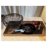 2- Black Mesh Metal Fruit Baskets, 8' and 10'