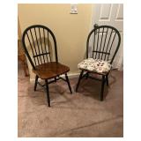 2- Antique Green Windsor Spindle back Chairs,