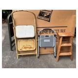 3- step stools and 1 folding chair