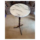 Mahogany pedestal with marble top, Measures: