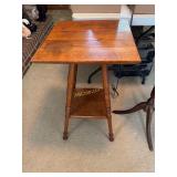 Vintage handcrafted mahogany two tier table MCM,