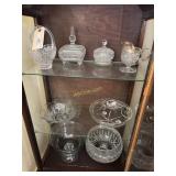 Crystal basket candy dish, 2- covered crystal