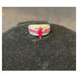 .925 Sterling Silver Ruby and White Sapphire