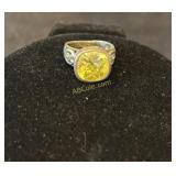 .925 Sterling Ring Citrine, Size 7 3/4