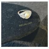 .925 Sterling Silver Pearl with Clear Stones