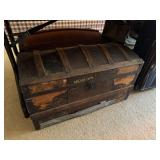 Wooden travel chest vintage with alligator print