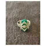 Vintage Art Deco Sterling Silver Marcasite Geen