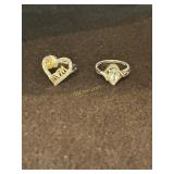 2- .925 Sterling Rings, Mom and Tear Drop, Size 7