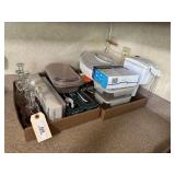 Oil and Vinegar glass containers, loaf pan with